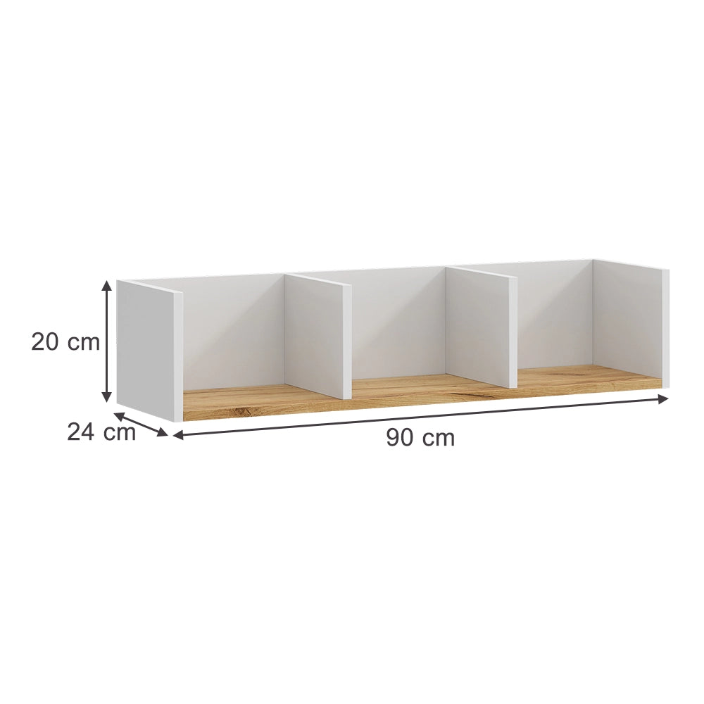 Vicco Libreria da parete Rovere bianco/dorato 90 x 20 cm