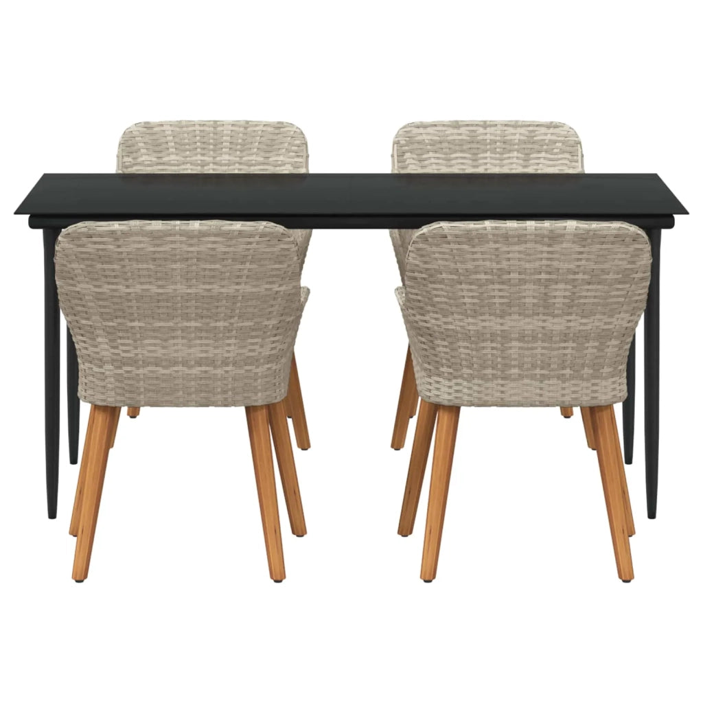 Set da Pranzo per Giardino 5 pcs Grigio chiaro polyrattan