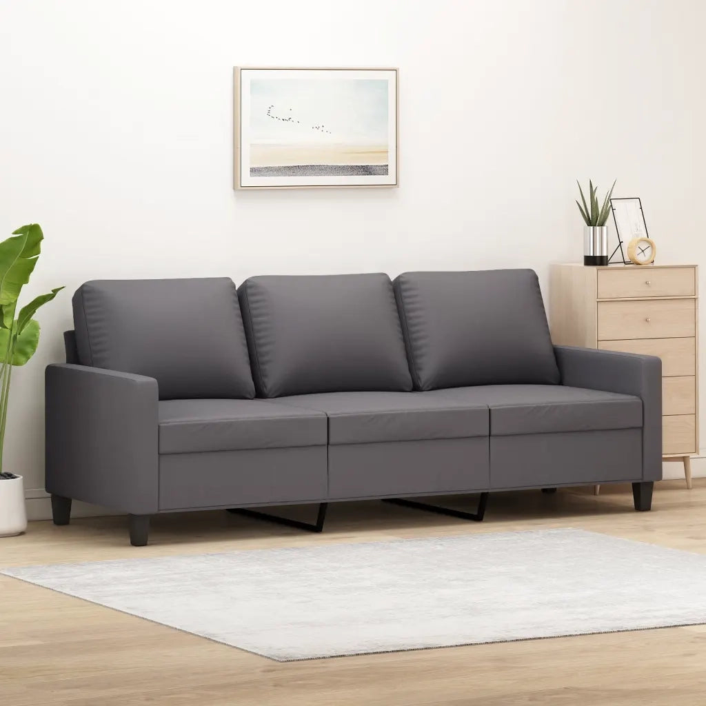 Divano | Divano da soggiorno | Sofa a 3 Posti Grigio 180 cm in Similpelle