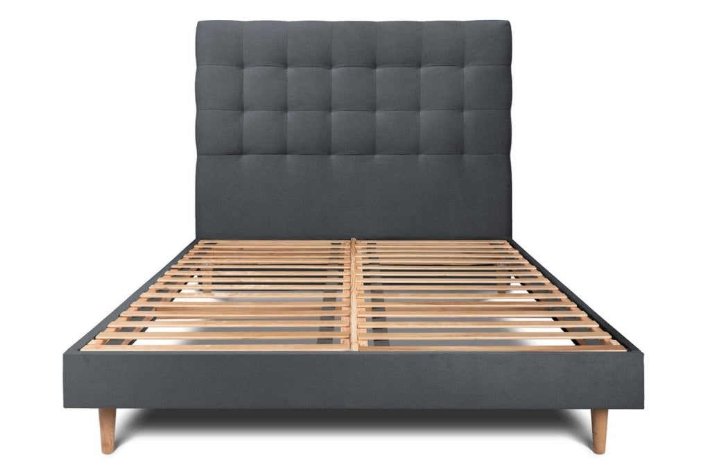 Letto 140x190 cm con testiera imbottita - Tessuto velluto