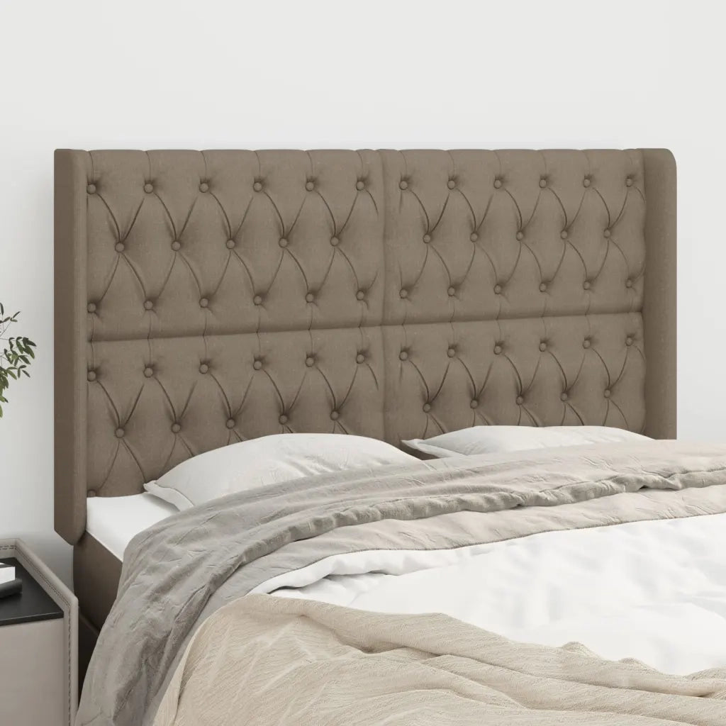 Testiera | Testata ad Orecchio Tortora 163x16x118/128 cm in Tessuto