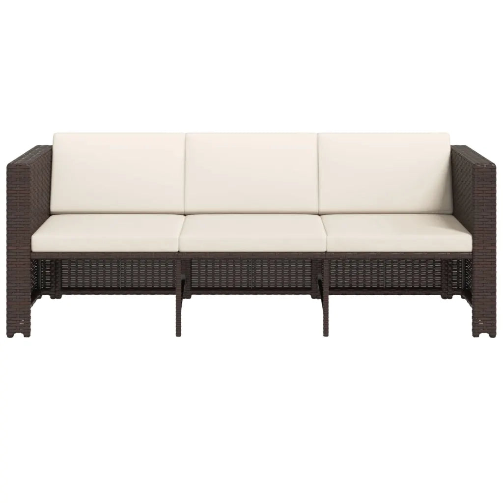 Set Divani da Giardino 4 pz con Cuscini in Polyrattan Marrone