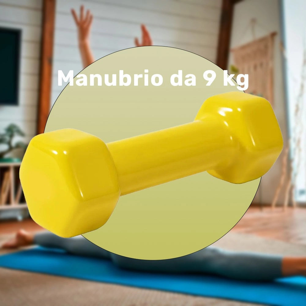 Trade Shop - Manubrio Singolo 9 Kg In Vinile Allenamento Esercizi Casa Palestra Workout Fit -