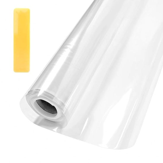 Folie di protezione per parete, trasparente, 30 x 300 cm, con piccola raschiatrice, adesivo autoattacco, protezione idrorepellente per pareti, folie per pareti, protezione da graffi, parete in cucina, folie trasparente