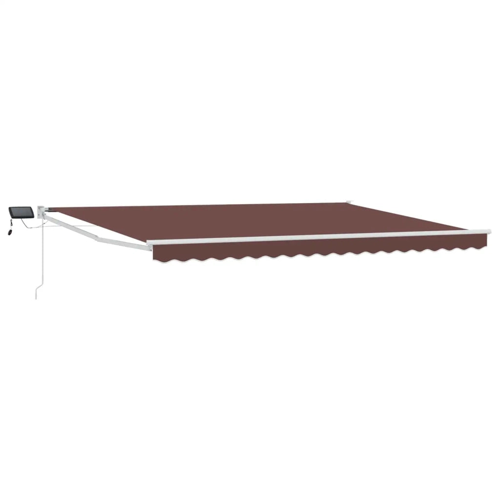 Tenda retrattile manuale con LED Marrone e bianco 4,5 × 3 m