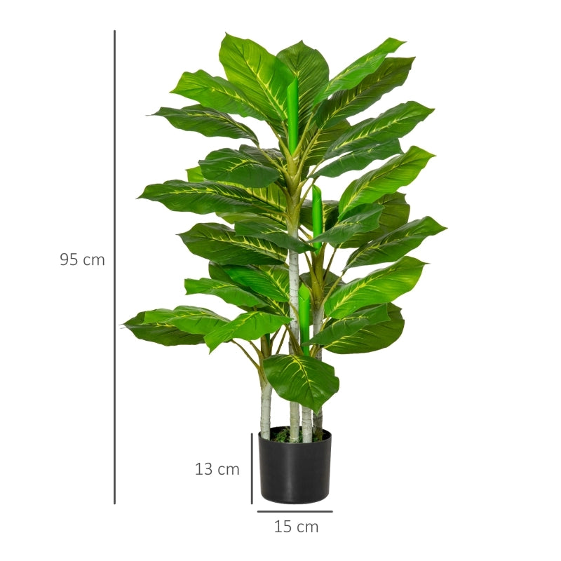 Albero artificiale da 95 cm, pianta artificiale con 33 foglie, vaso per soggiorno