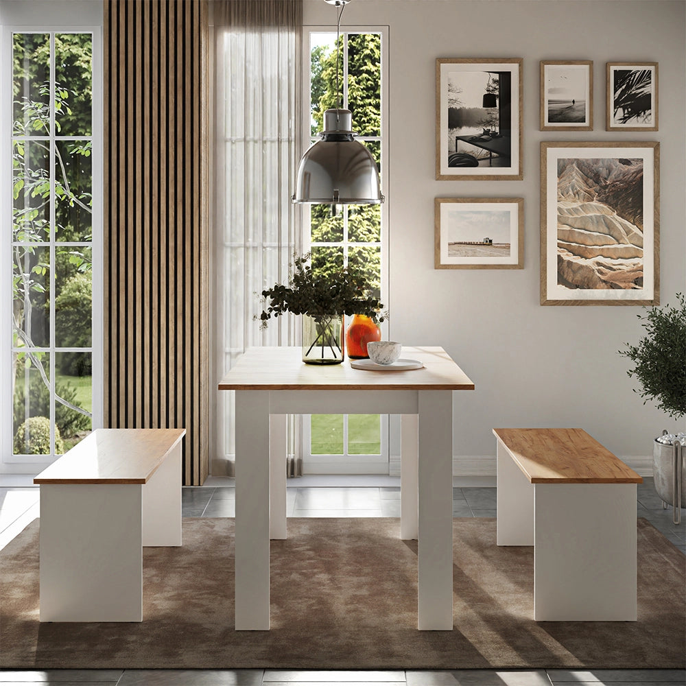 Vicco Gruppo panca ad angolo Rovere bianco/dorato 112 x 73.6 cm con 2 panche