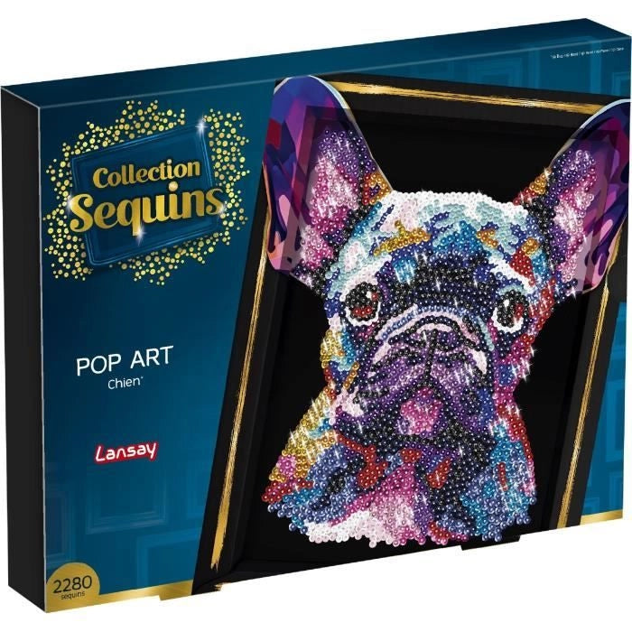 Kit per il tempo libero creativo - LANSAY - Collezione paillettes - Cane pop art - Da 14 anni