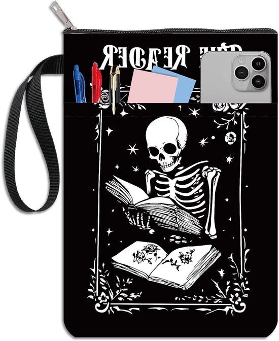 Libreria in stile gotico per paperback con chiusura a rittensione e tasca aggiuntiva - Protezione per libri - Copertina lavabile in tessuto - Ideale per regali di classe