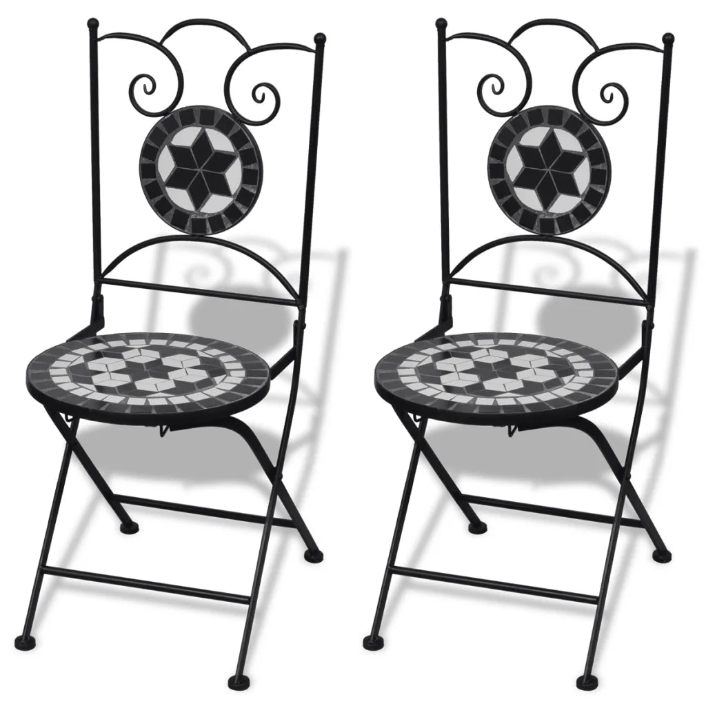 Set da Bistrot 3 pz in Piastrelle di Ceramica Nero e Bianco cod mxl 47034