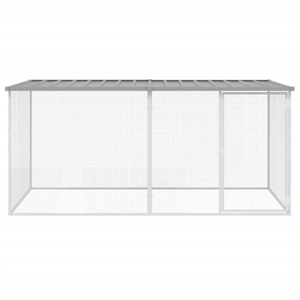 Pollaio/recinto/gabbia per polli con tetto trasparente 203 x 98 x 90 cm acciaio zincato grigio 02_0043983