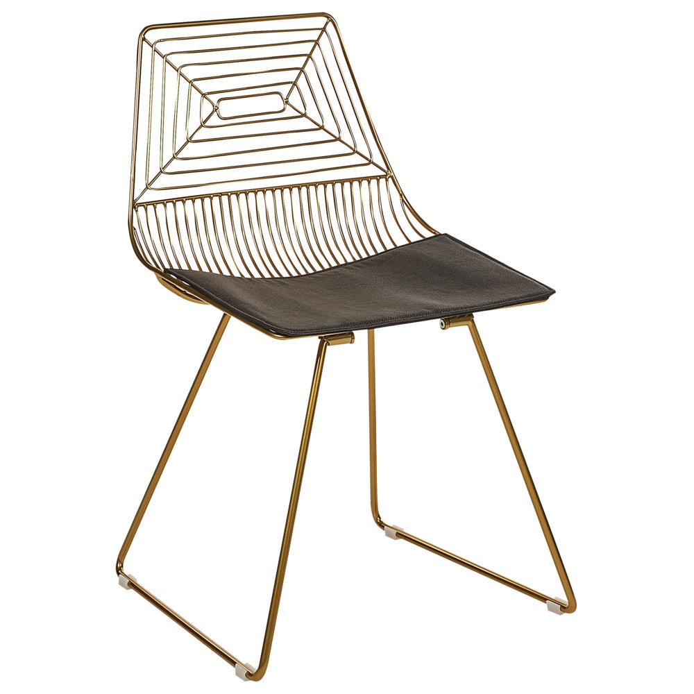 Set di 2 sedie in metallo oro con cuscino in pelle stile moderno industriale