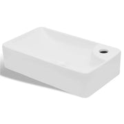 Lavandino-Lavello Bagno in Ceramica Bianca con Foro per Rubinetto