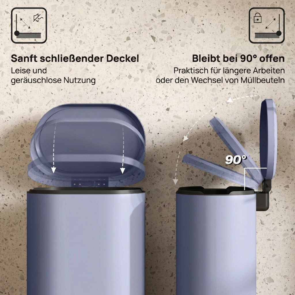 Pattumiera da cucina 30L ¨C Xylo ¨C con pedale, coperchio soft-close, metallo grigio 36,5x31x61cm