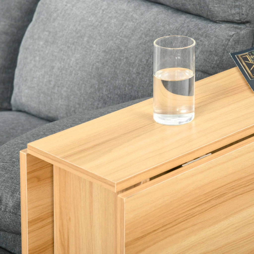 Tavolo pieghevole da pranzo e cucina con ruote e ripiani ¨C zephmum ¨C 80x140x74 cm legno naturale