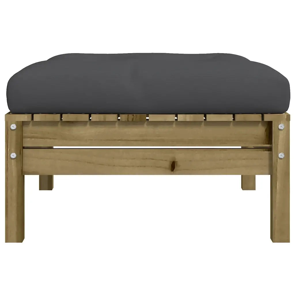 Sedia da giardino-Poggiapiedi da Giardino con Cuscino in Legno Impregnato di Pino 999404