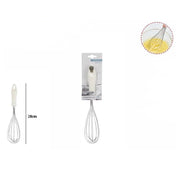 Trade Shop - Frusta 28cm Con Manico In Plastica Bianca Utensile Da Cucina Pasticceria 66158 -