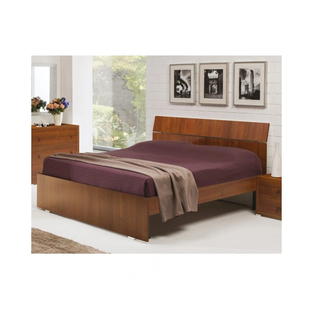Letto matrimoniale in legno colore noce antico