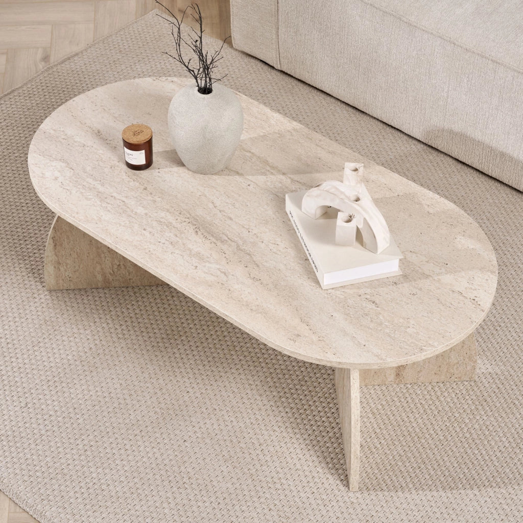 Tavolino in legno "Melina" 120 x 60 x 40 cm - Travertino