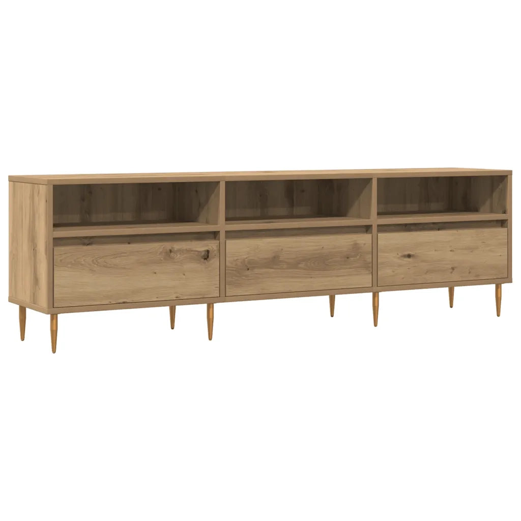 Mobile porta TV in rovere massello realizzato a mano con ampio vano contenitore 150 x 30 x 44 cm stile moderno legno di rovere composito 02_0051067