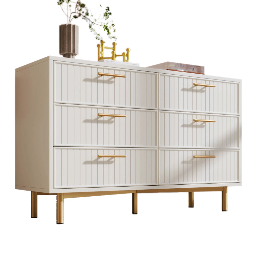Cassettiera con 6 cassetti; 120x40x75 cm; con base in metallo; pannello truciolare; bianco