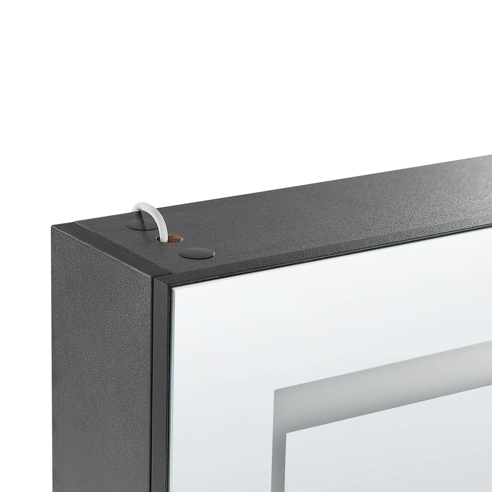Armadietto a Muro da Bagno Nero a Specchio 40 x 60 cm stile moderno con luci LED illuminazione bagno