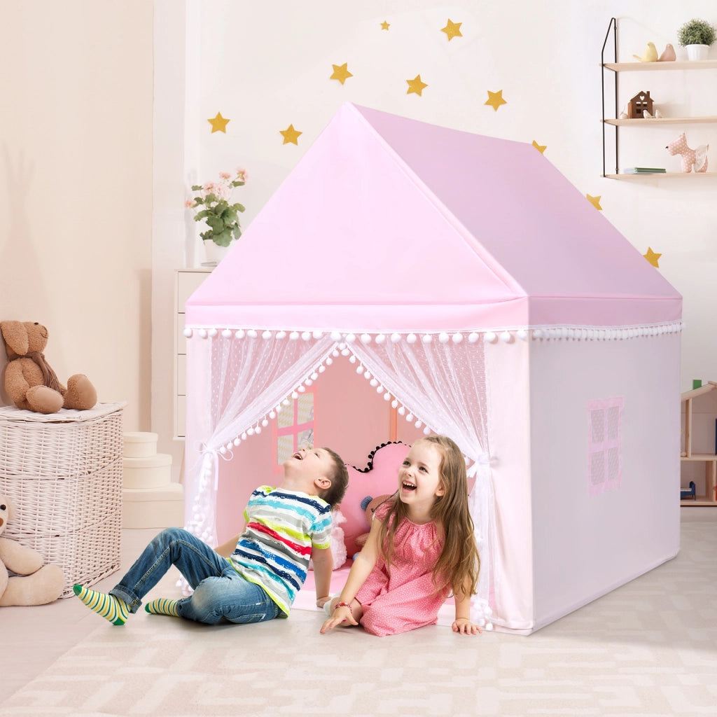 Casetta giocattolo per bambini, Casa grande e resistente con solida struttura di legno Rosa