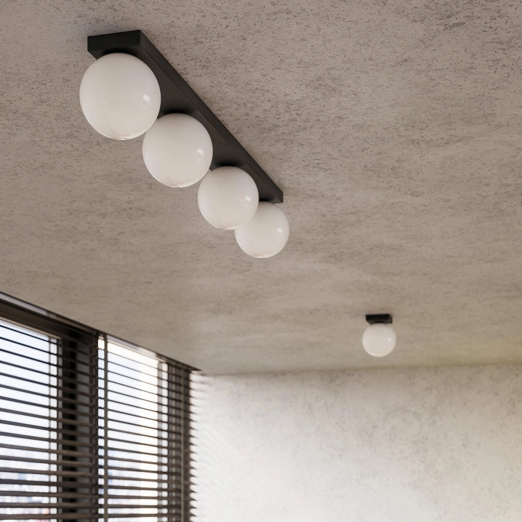 Lampada da soffitto YOLI French Sky in acciaio nero e vetro, moderna a 4 luci