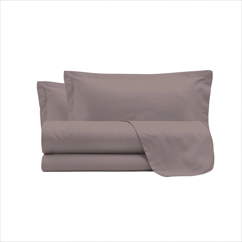 Set Lenzuola Sopra Sotto e Federe Matrimoniale Maxi 180x200 cm Linea Cloe in Raso di Cotone Rosa Antico
