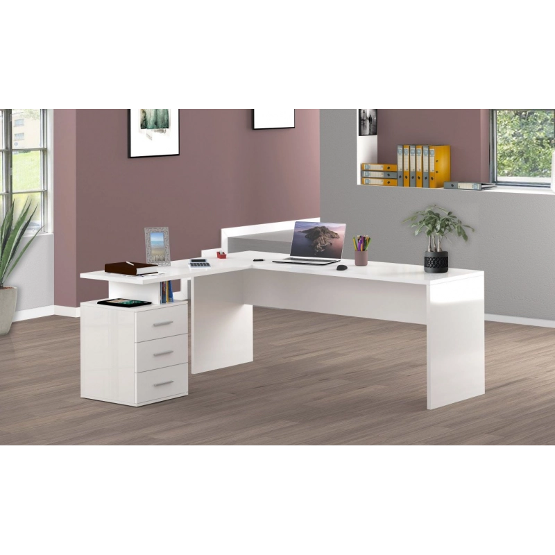 Scrivania ad angolo New Selina – 180x75x60 – Bianco Lucido