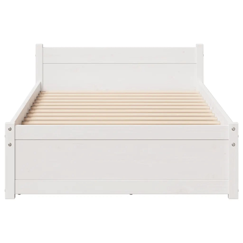 Letto senza Materasso Bianco 90x190 cm in Legno Massello Pino 3301675