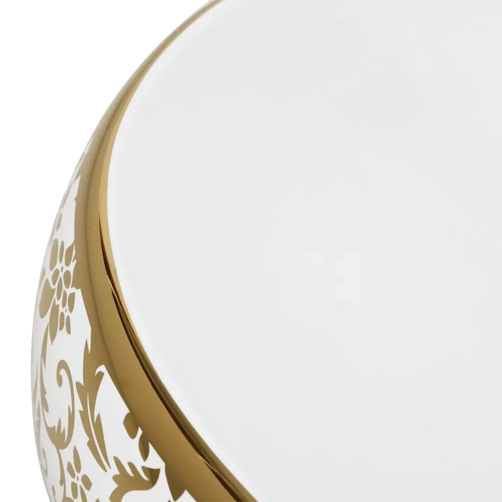Lavabo da Appoggio Bianco e Oro Ovale 59x40x15 cm Ceramica CFW9438807