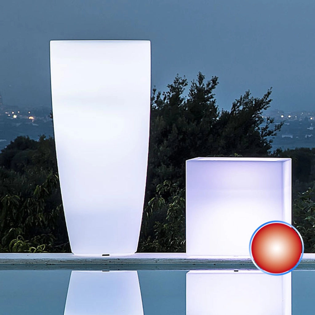 Vaso Agave Tondo Con Luce Rossa H70 Ø 33Cm