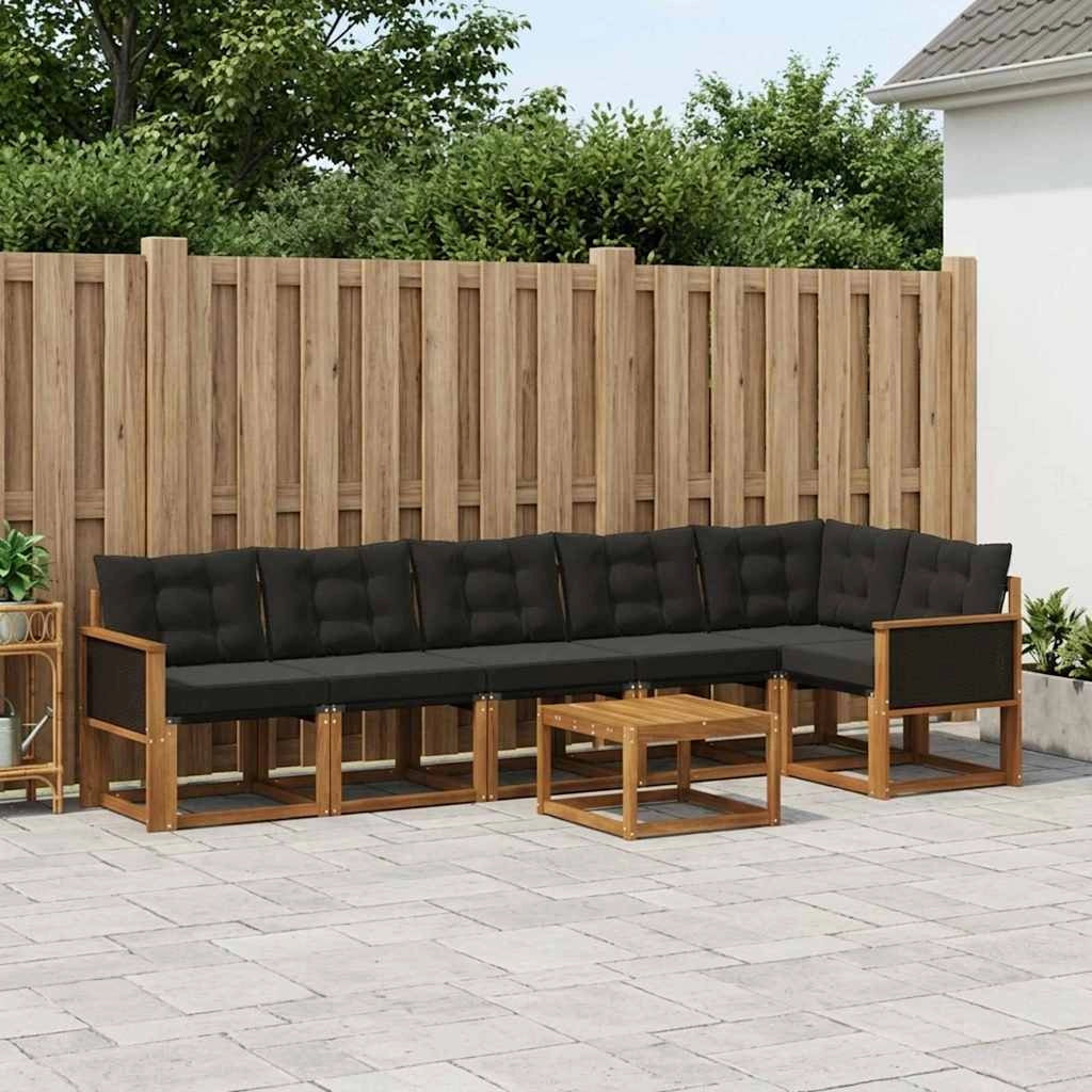 Set di divani da esterno 7 pz Naturale e Nero 3381992