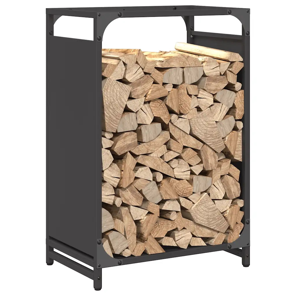 Rastrelliera per Legna da Ardere Nera 44x28x65 cm 864195