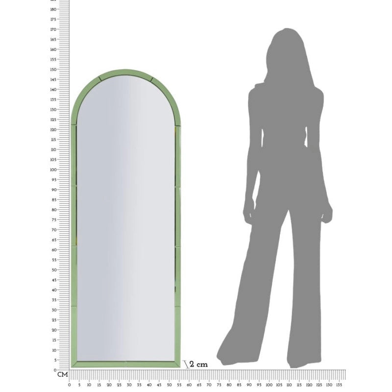 Specchio Da Muro Baku Verde cm 55x2x150 (misura Specchio cm 49x144)
