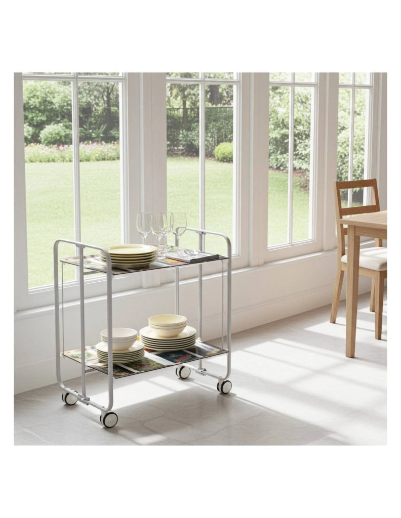 Carrello da cucina pieghevole grigio con ruote BAUHAUS 2 ripiani