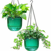 Set di vasi autoirriganti appesi - 2 pezzi - comprensivo di supporto - per interni ed esterni - ideale per fiori e piante verdi - bianco