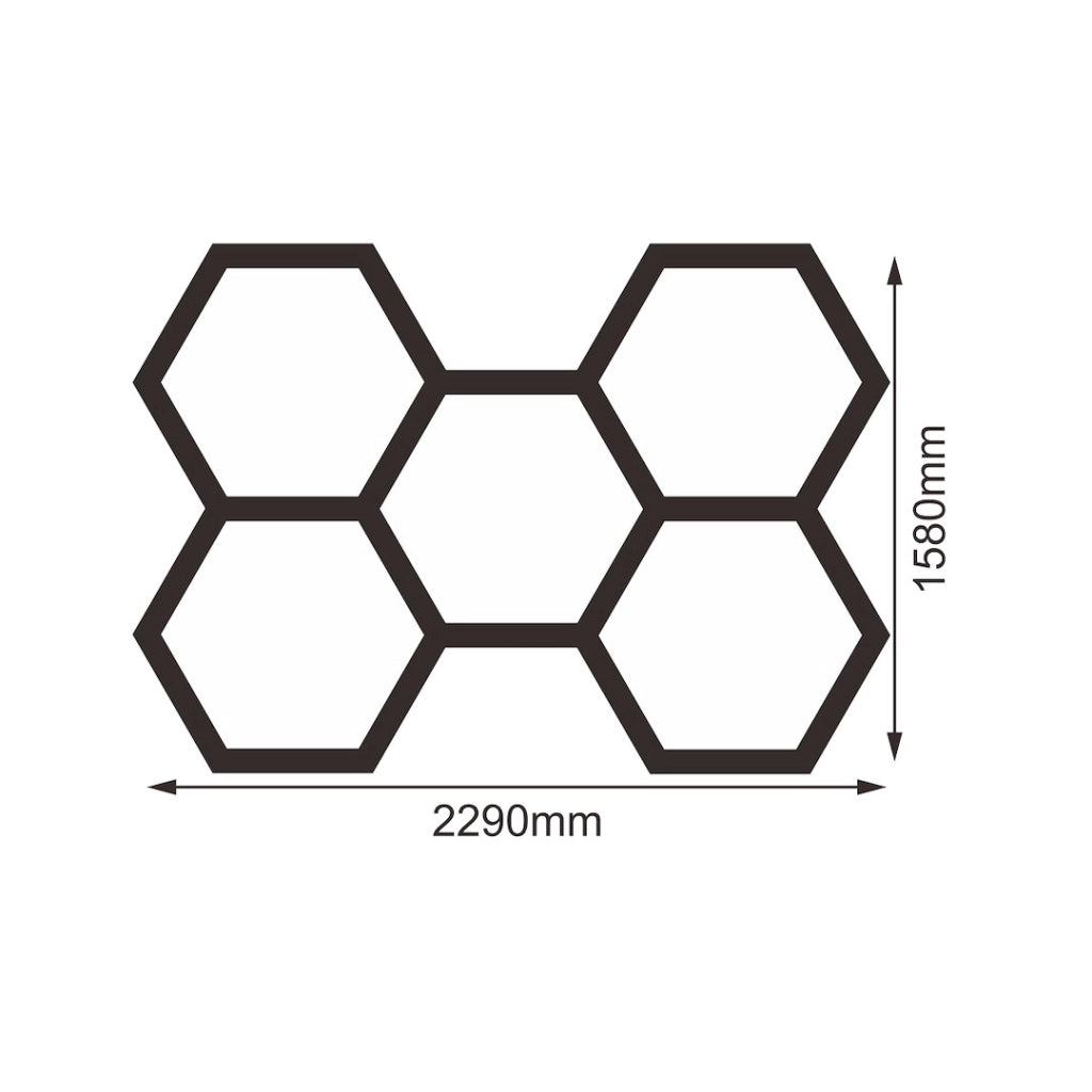 Plafoniera HEXAGON 5 nera 229x158cm 168W 6500K IdeaLED