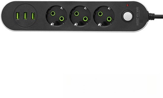 Adattatore di corrente, adattatore USB da viaggio, presa di corrente, presa, cavo di estensione da 5 metri con porta di ricarica USB, design semplice
