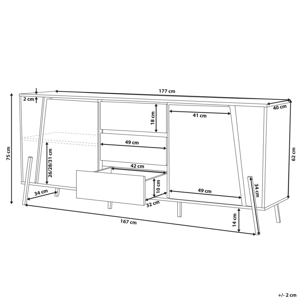 Madia credenza Effetto Cemento con Gambe in Metallo Nero 2 Armadi 3 Cassetti Design Industriale