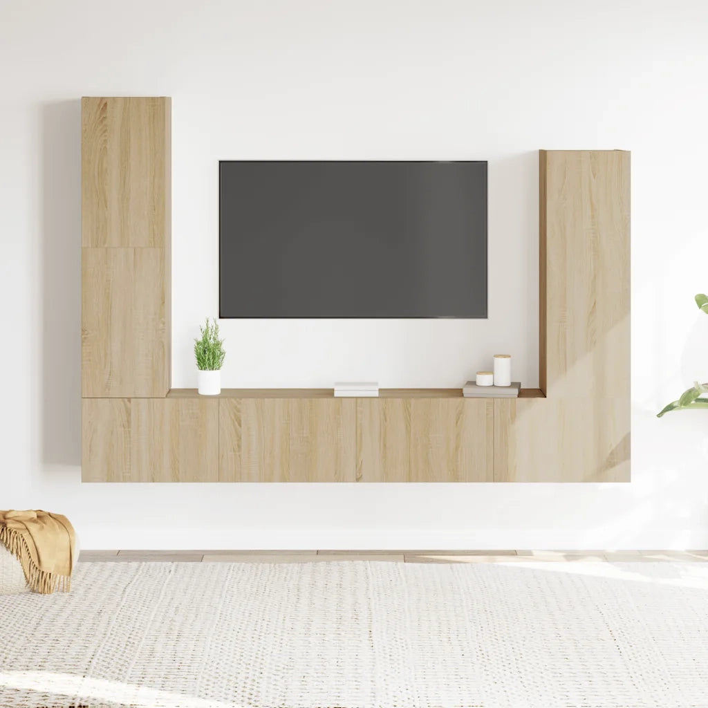 Set di Mobili Porta TV 4 pz-Set di 4 Credenza per TV Rovere Sonoma in Legno Multistrato 993692