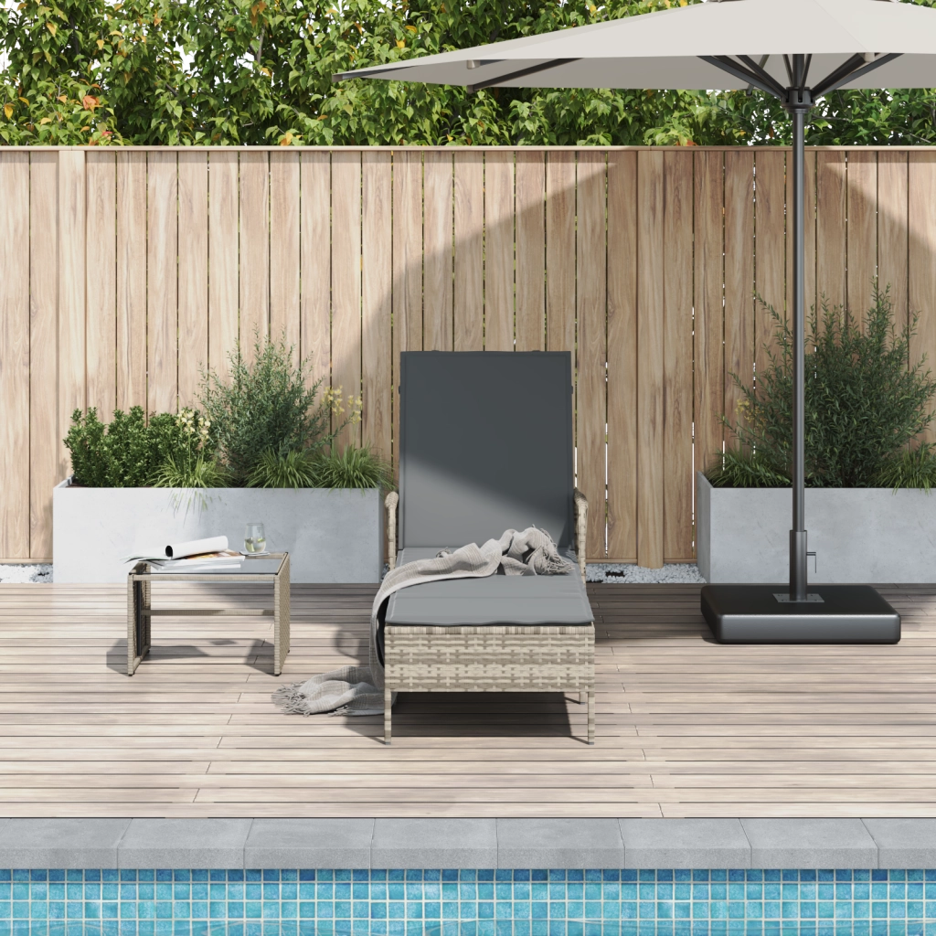 Lettino Prendisole Grigio chiaro Rattan PE 157 x 55 x 92 cm