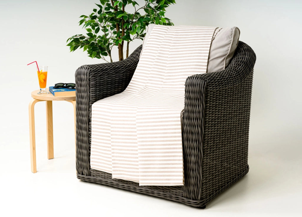 Telo Arredo Granfoulard Copritutto Cotone Made Italy Vari Disegni Arredatutto Copriletto Multiuso - 1 Piazza - Bastoncino Beige