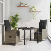 Set da Pranzo per Giardino con cuscino 3 pcs Grigio polyrattan 3379646