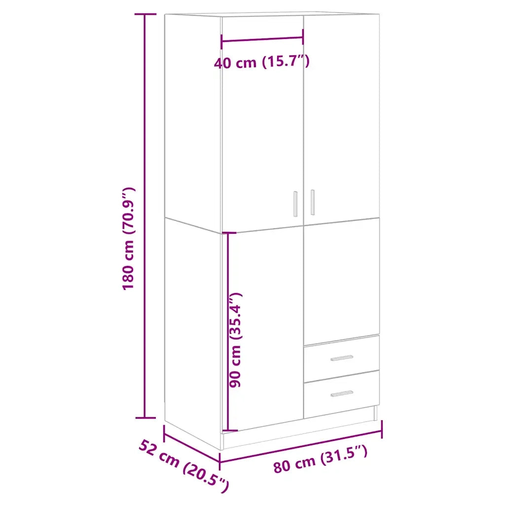Armadio Legno Antico 80x52x180 cm in Truciolato 855886