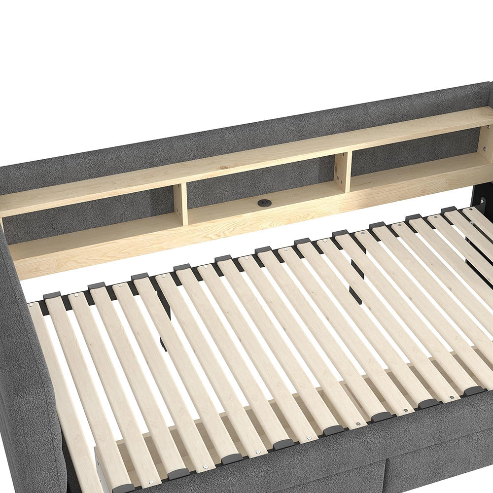 Divano letto 90x190cm?- Xylo - gigogne USB velluto grigio