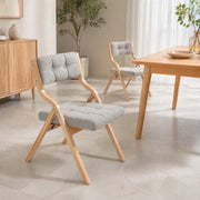 Sedia da Pranzo Pieghevole Set da 2 con Seduta Imbottita e Schienale, in Legno Grigio