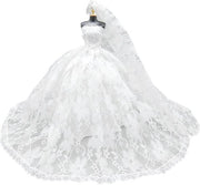 Set di vestiti per bambola - Inclusa sposa e velo - Accessori per bambole - Adatto per bambole da 30 cm - Materiale morbido e resistente