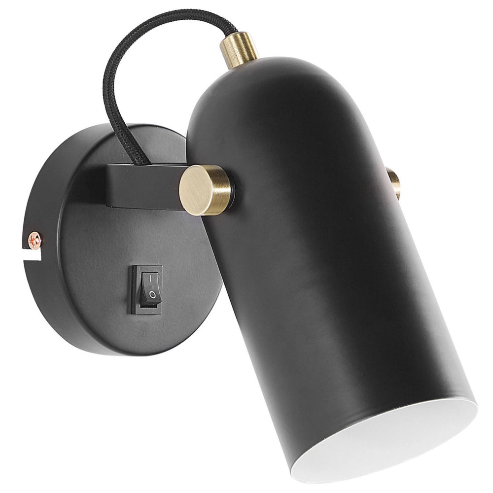 Lampada da Parete in Metallo Nero 17 cm Faretto Paralume Orientabile Industriale Home Office